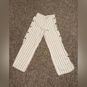 Women’s size small French Laundry Beige and‎ White Striped Wide Leg Pants